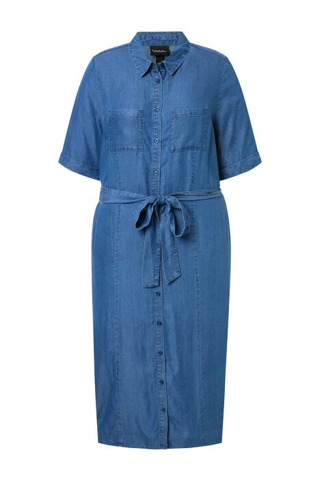 Košilové šaty, áčkový střih, košilový límec, polodlouhý rukáv