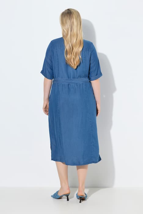 Overhemdjurk, A-lijn, overhemdkraag, korte mouwen