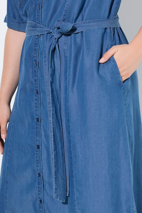 Overhemdjurk, A-lijn, overhemdkraag, korte mouwen