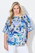 Bluse, Santorini, oversized, båthals, 3/4-ermer