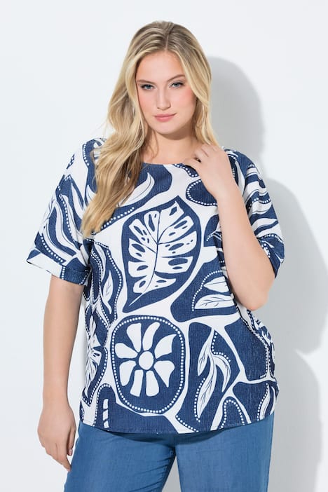 Graphic Tropical Print Oversized Tee