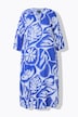 Midikleid, grafischer Druck, Tunika-Ausschnitt, 3/4-Arm