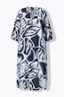 Midikleid, grafischer Druck, Tunika-Ausschnitt, 3/4-Arm