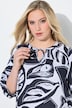 Midikleid, grafischer Druck, Tunika-Ausschnitt, 3/4-Arm