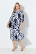 Midikleid, grafischer Druck, Tunika-Ausschnitt, 3/4-Arm