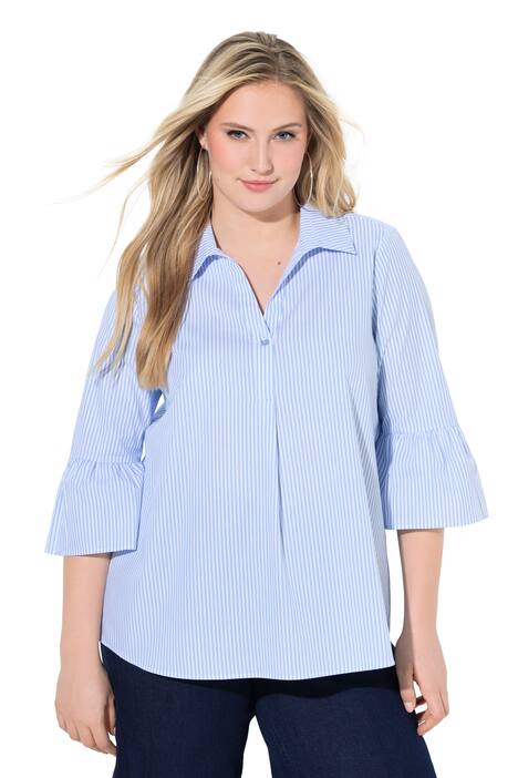 Halenka, pruhy, áčkový střih, košilový límec, 3/4 rukávy