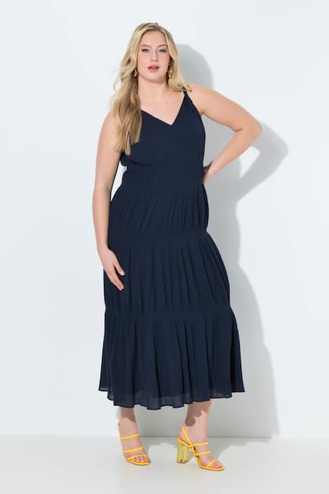 Maxikleid, gedrehte Träger, V-Ausschnitt, ärmellos