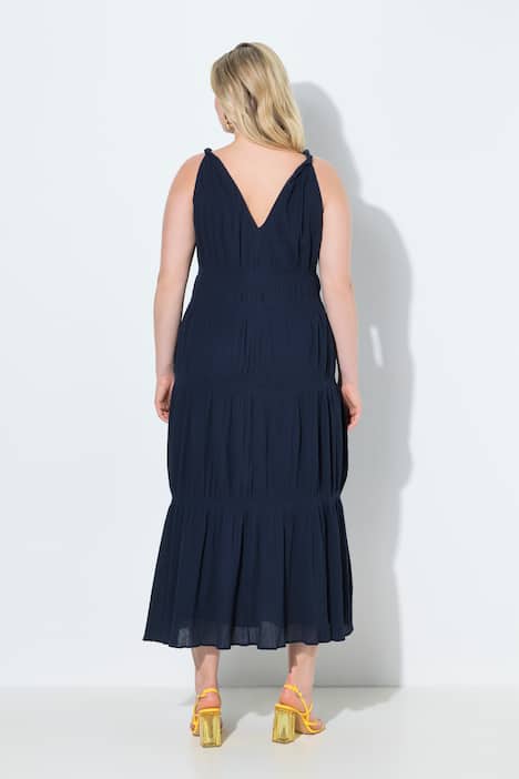 Maxikleid, gedrehte Träger, V-Ausschnitt, ärmellos