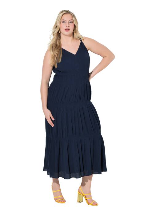 Maxi šaty, kroucená ramínka, V výstřih, bez rukávů