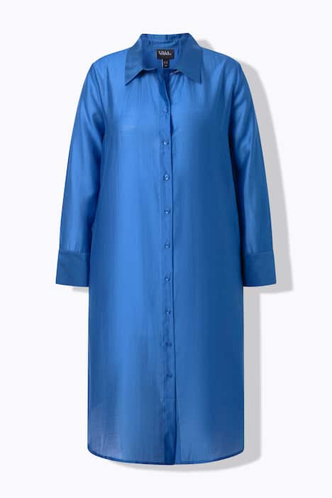 Longbluse, transparent, Hemdkragen, Langarm