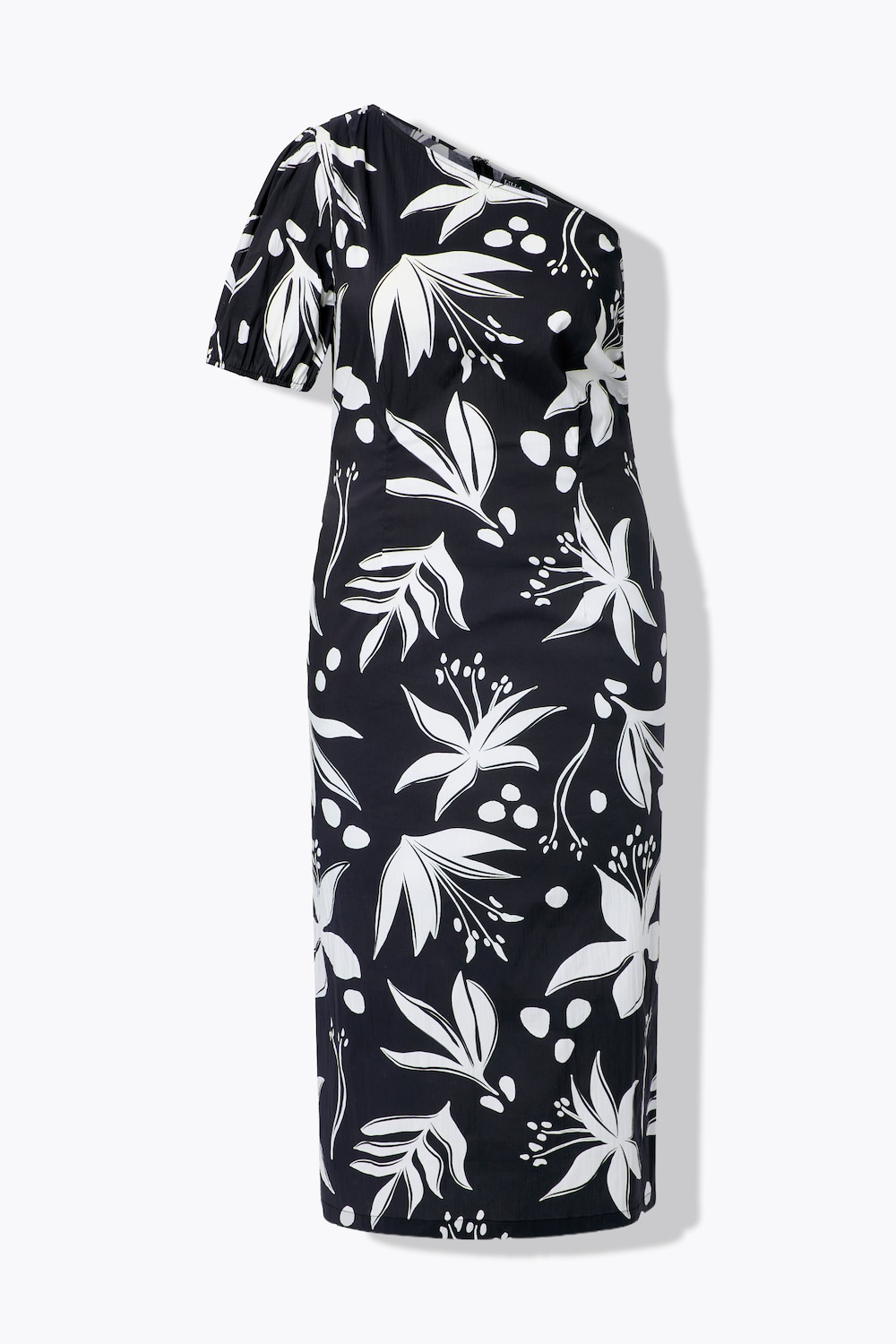 Maxi-jurk, bloemen, V-hals, korte ballonmouwen