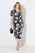 Maxikleid, Blüten, V-Ausschnitt, Ballon-Halbarm
