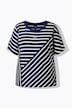 T-shirt, strepenmix, oversized, ronde hals, korte mouwen
