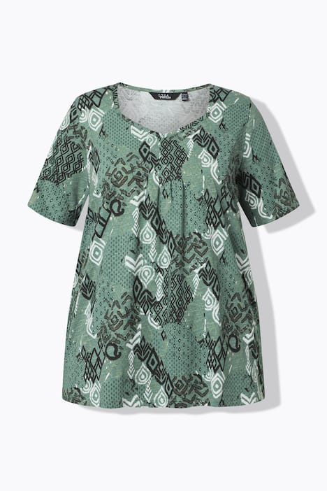 Patchwork Ikat Print Short Sleeve Tee