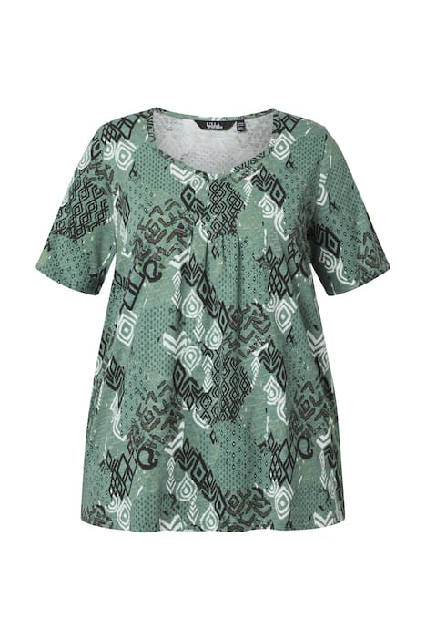 Halenka, ozdobné záhyby, áčkový střih, srdcovitý výstřih, polodlouhý rukáv