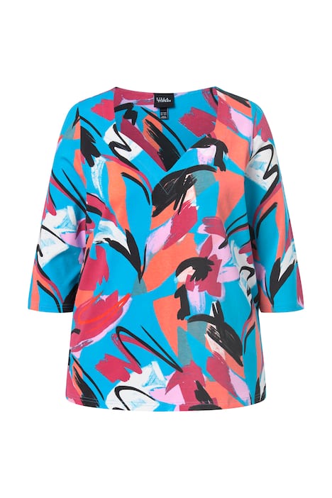 Halenka, abstraktní potisk, srdcovitý výstřih, polodlouhý rukáv