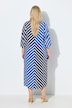 Maxi-Tunikakleid, Streifen, Kelchkragen, 3/4-Trompetenarm