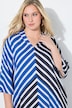 Maxi-Tunikakleid, Streifen, Kelchkragen, 3/4-Trompetenarm