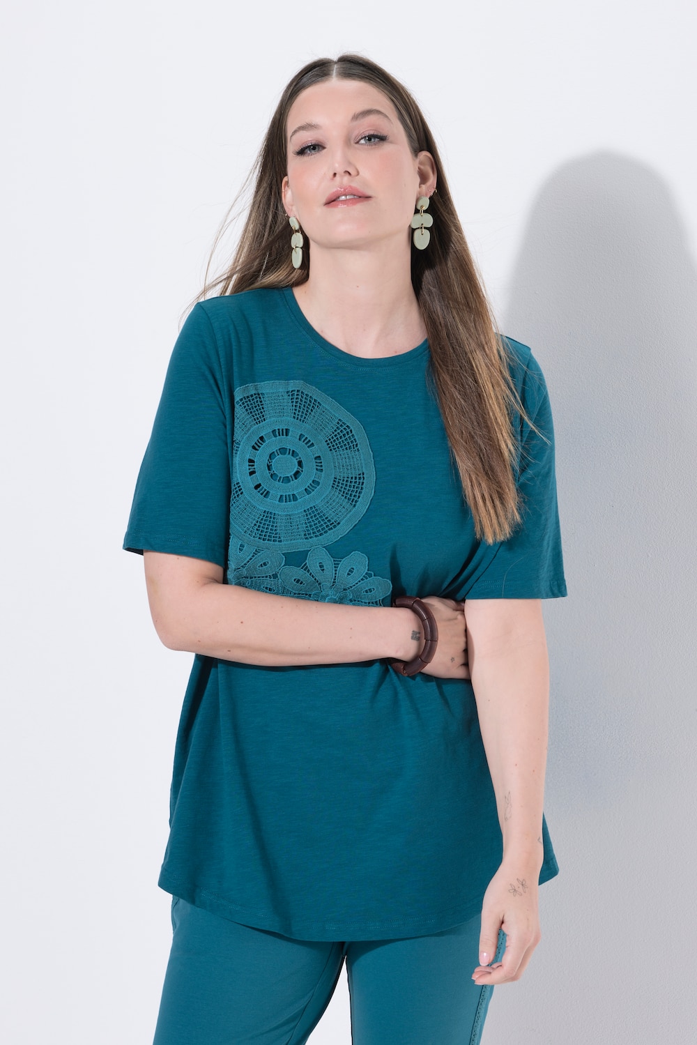 T-Shirt, Blüte, A-Linie, Rundhals, Halbarm, Biobaumwolle