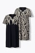 Bigshirts, 2er-Pack, Palmen, Herzausschnitt, Halbarm