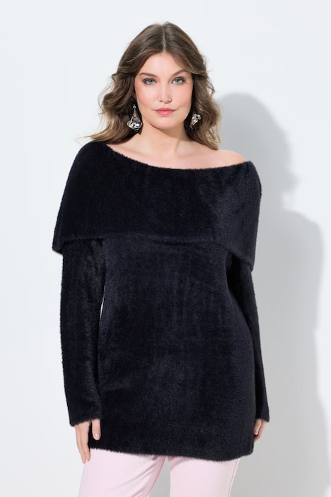 Trui, Regular Fit, fancybreisel, volant bij de hals