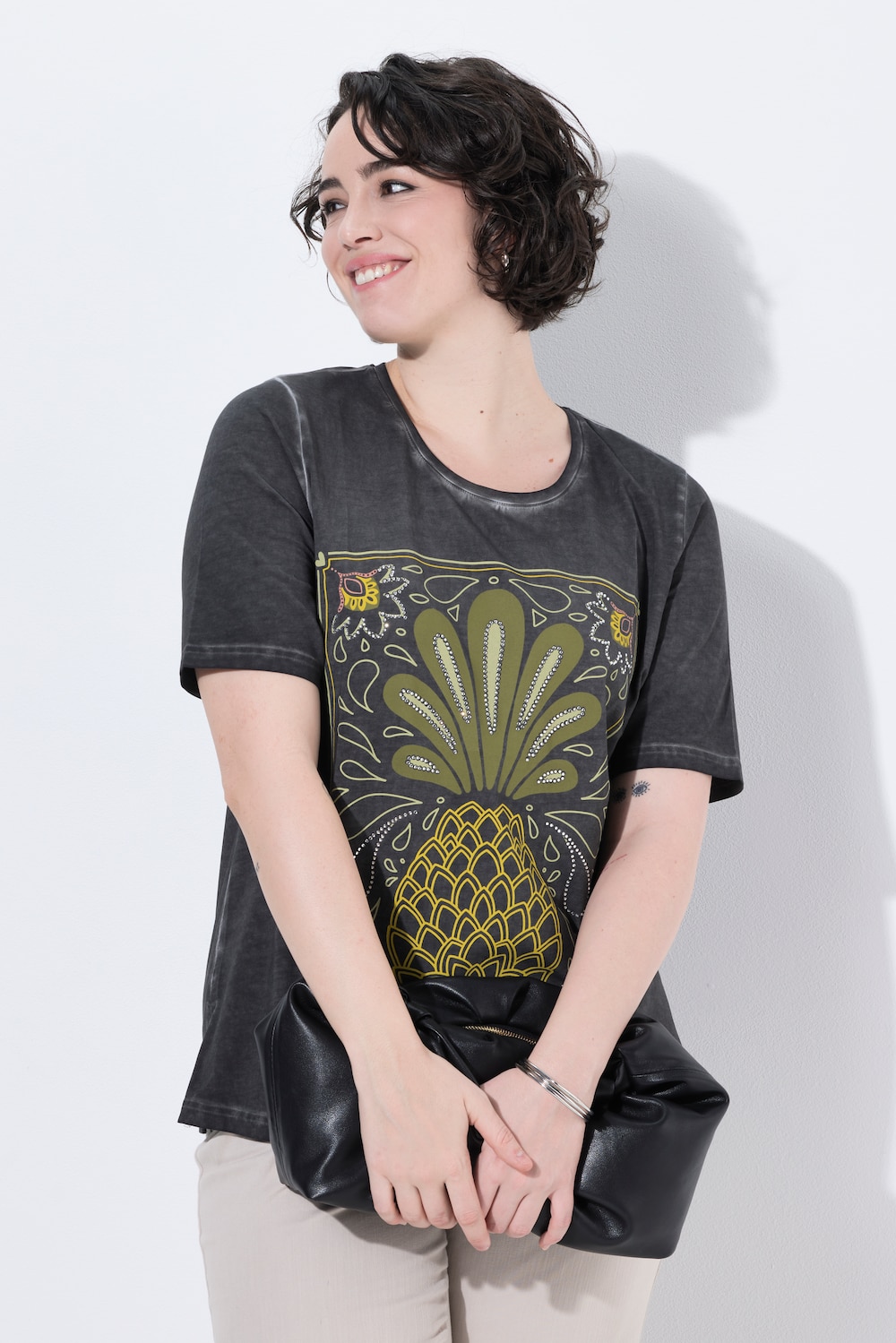 T-shirt, ananas, klassiek, ronde hals, korte mouwen