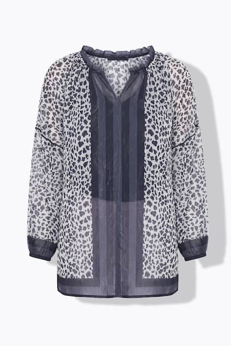 Bluse, Loose Fit, Streifen/Leo, Schlupfform