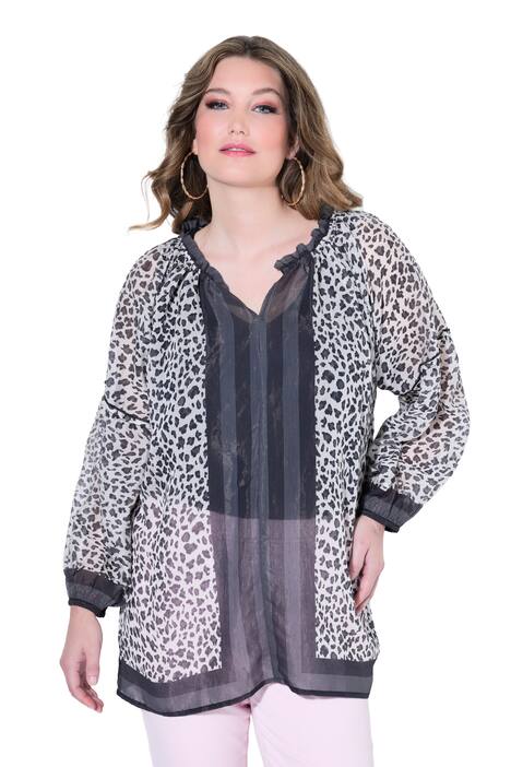 Halenka, volný střih, pruhy / leopardí