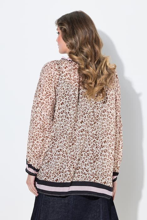 Bluse, Loose Fit, Streifen/Leo, Schlupfform