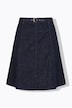 Jeans midi-rok, A-lijn, sierriem