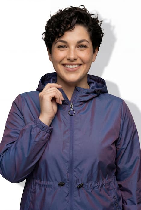 Funktionsjacke, schimmernd, wasserabweisend, Kapuze