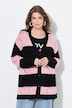 Strickjacke, Regular Fit, Blockstreifen, Herz-Muster