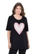 Tričko, A střih, srdce s 3D květy, třpytivé, krátké rukávy