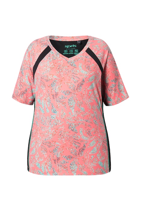 Tričko, listy, síťovina, V výstřih, polodlouhý rukáv, recyklovaný materiál