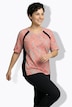 T-Shirt, Blätter, Mesh, V-Ausschnitt, Halbarm, recycelt