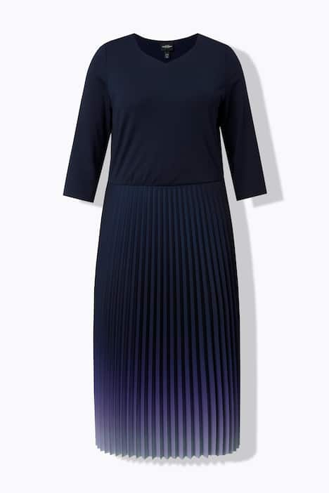 Ombre Pleated 3/4 Sleeve Dress