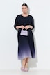 Ombre Pleated 3/4 Sleeve Dress