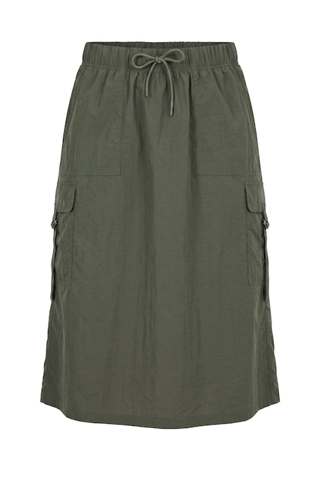 Midi sukně v cargo stylu, áčkový střih, cargo kapsy, elastický pas