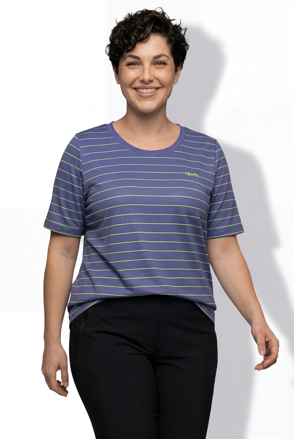 Funktions-Shirt, Ringel, Cut-Out, Rundhals, Halbarm