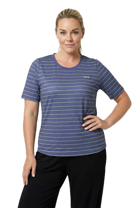 Funkční tričko, pruhované, s výřezy, kulatý výstřih, polo rukávy