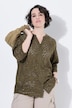 Baumwoll-Bluse, Stickerei, V-Ausschnitt, 3/4-Arm