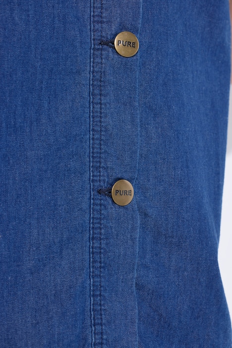 Blusentop, Rüschen, Stehkragen, ärmellos, Biobaumwolle