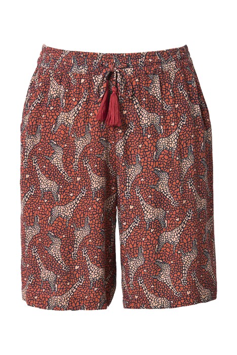 Bermudy s potiskem růží a žiraf, široké nohavice, elastický pas