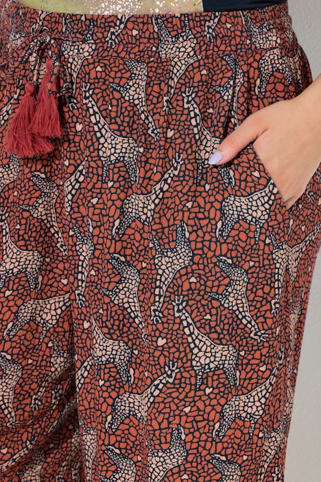 Schlupf-Bermuda Rose, Giraffen, weites Bein, Elastikbund