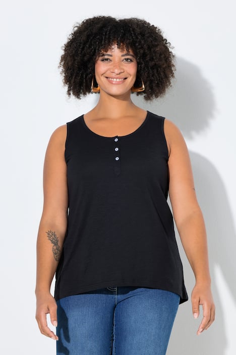 Jersey-Top, A-Linie, Flammjersey, Knopfleiste