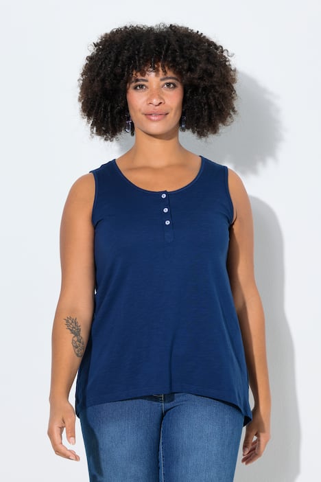 Jersey-Top, A-Linie, Flammjersey, Knopfleiste