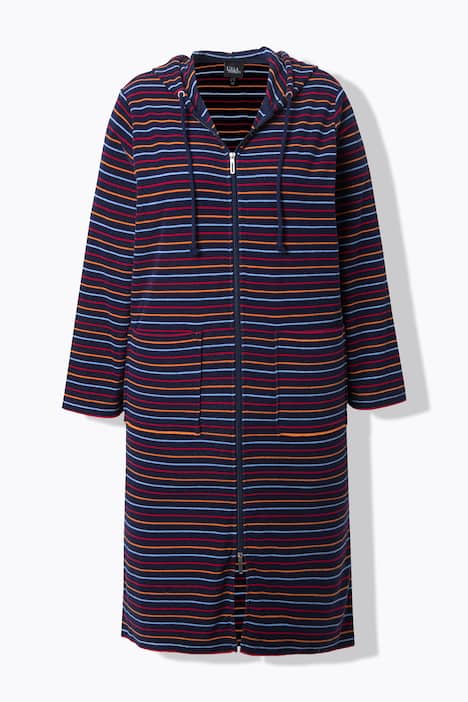 Striped Zip-Up Terry cloth Bathrobe