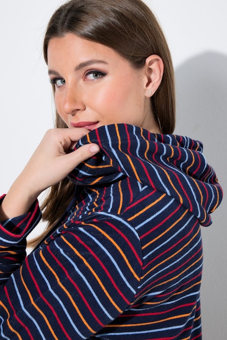 Striped Zip-Up Terry cloth Bathrobe