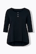 T-shirt, trapezowy krój, henley, zapięcie na guziki, rękaw 3/4