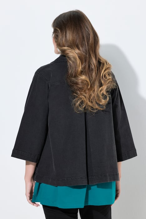 Jeansjacke, A-Linie, Cape-Form, Stehkragen